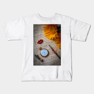 Sunflowers On Old Letter Kids T-Shirt